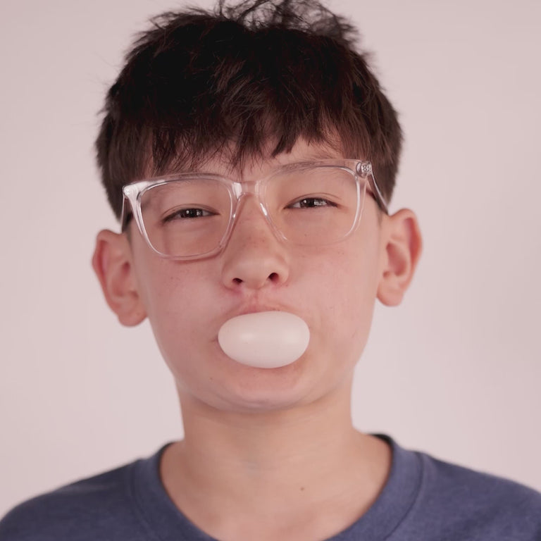 Boy wearing Large (50-17-140) / Clear Oak rectangle glasses [color=Clear Oak] [Age=Size Large (Age 13-17)] [child face]