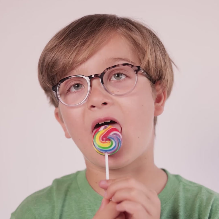 Boy wearing Medium (48-19-130) / Moon Tortoise Fade Round glasses [color=Moon Tortoise Fade] [ugc=Size Medium (Age 8-12)] [child face]