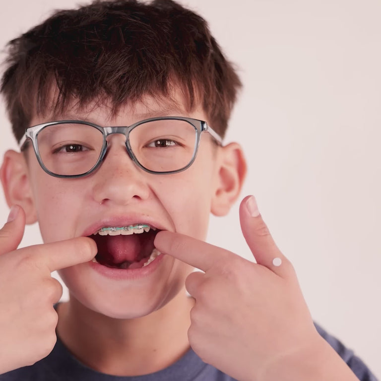 Boy wearing Large (49-17-135) / Blue Crush round glasses [color=Blue Crush] [ugc=Size Large (Age 13-17)] [child face]